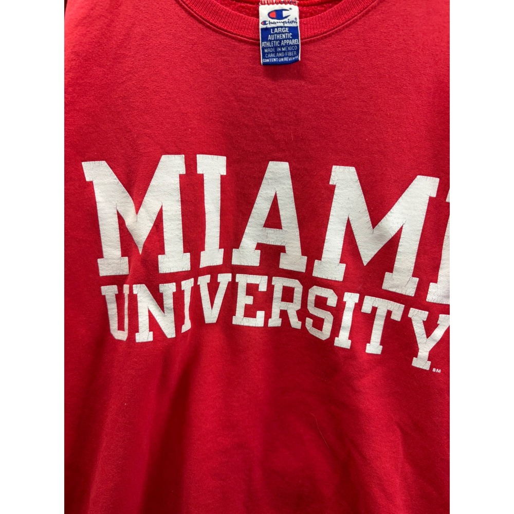 Champion Miami University Sweatshirt Mens Large Red Crewneck Fleece Pullover - Picture 4 of 7
